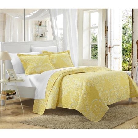 CHIC HOME Chic Home QS3422-BIB-US 7 Piece Pastola Reversible Printed Quilt Queen Quilt Set; Yellow with Sheet Set QS3422-BIB-US